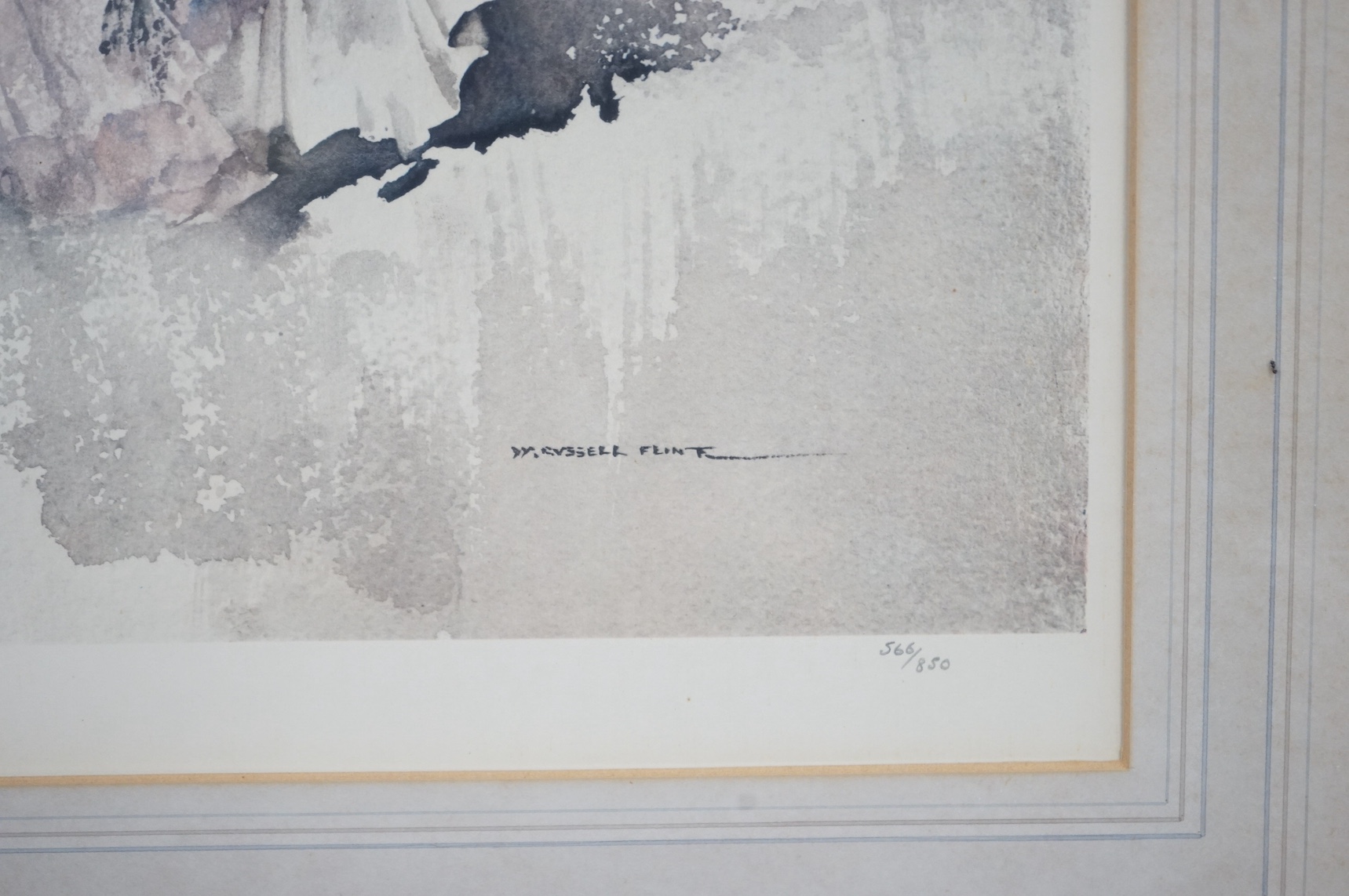 William Russell Flint (Scottish, 1880-1969), two colour prints, Women in interiors, one signed in pencil, one limited edition, 566/850 and blindstamped, largest 41 x 58cm. Condition - fair to good